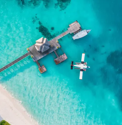 the Maldives aerial view, luxury travel holiday