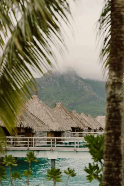 Overwater bungalows, Mount Otemanu, luxury travel holiday, Tahiti