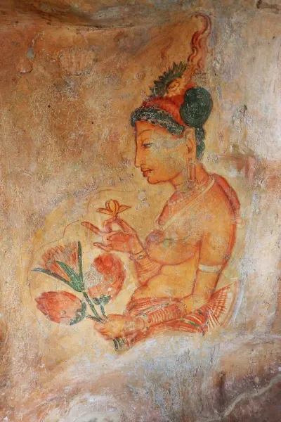 Frescoes at Sigiriya, luxury travel holiday, Sri Lanka