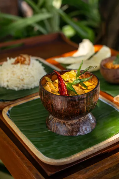 Sample Maldivian curry on a luxury travel holiday to the Maldives.
