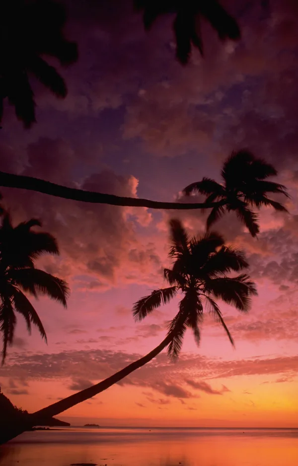 Sunset in Fiji, luxury travel holiday