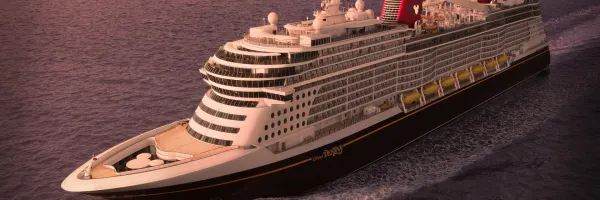 Disney Cruise Ship at sea at night