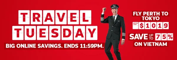 Travel Tuesday - Big Online savings. Ends 11:59pm | fly Perth to Tokyo - return from $1,019*. Save up to 75%* on Vietnam