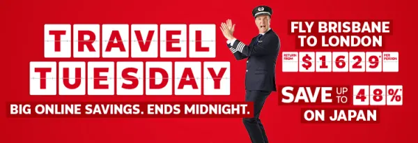 Travel Tuesday - Big savings. Online today only.