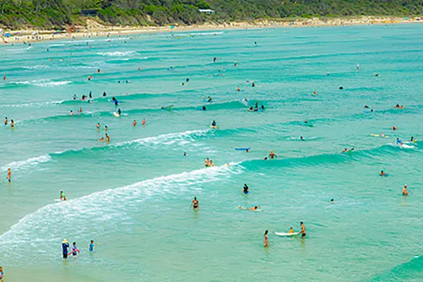 Swimmers on a beach