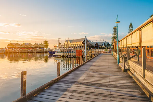 boardwalk by water at marina in fremantle wa
