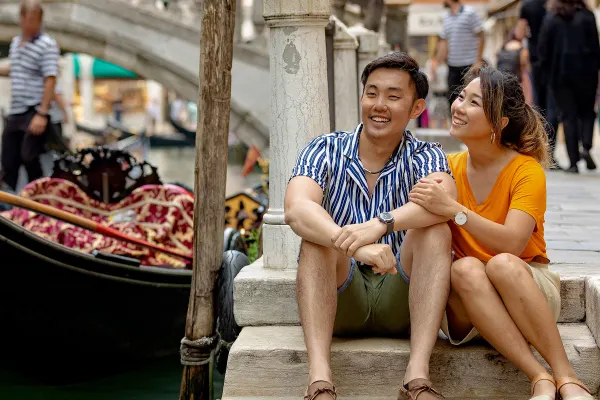 Lovely couple in Venice honeymoon