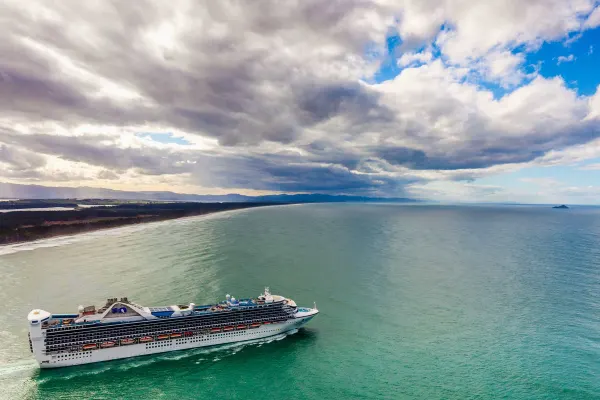 Drone shot of a Princess Cruises ship