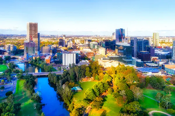 aerial view of parramatta during the day