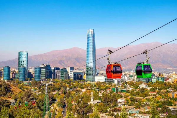 Gondola in front of city