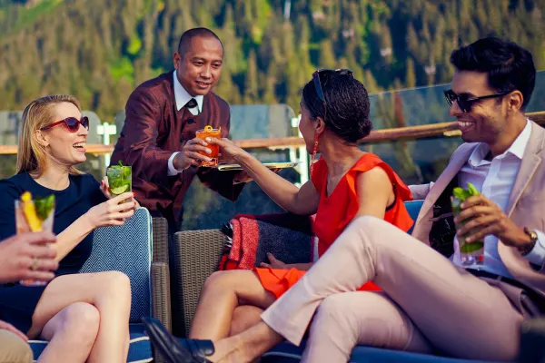 Drinking cocktails on top deck