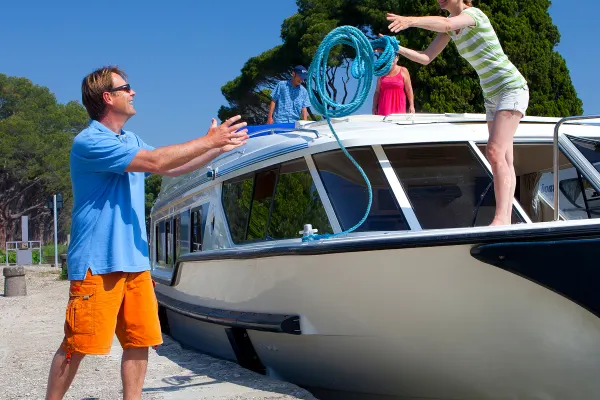 Docking a river boat