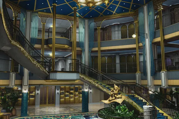 Aladdin themed foyer on a Disney Cruise ship