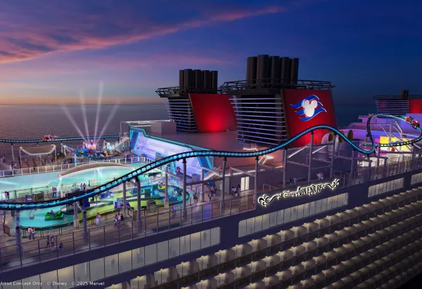 Skyline image of Disney Adventure cruise ship.