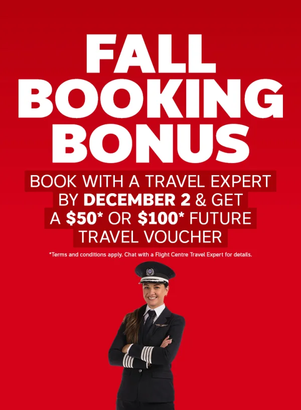 Fall Booking Bonus In-Store Travel Expert Promo