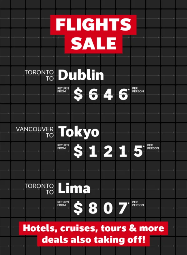 Check out these top flight offers to Ireland, Japan, Peru and more!