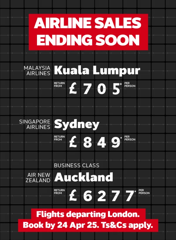 Mixed flight sale, ends 24 Apr 25
