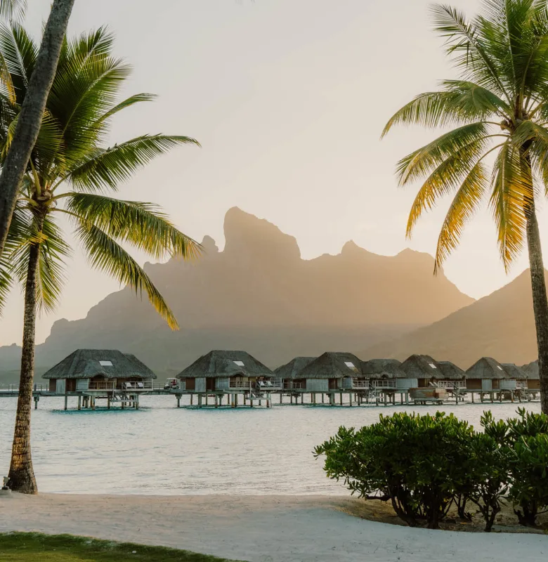 Overwater bungalows, Mount Otemanu, luxury travel holiday, Tahiti