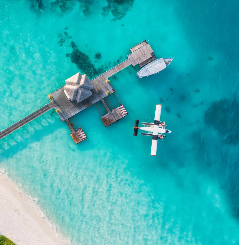 the Maldives aerial view, luxury travel holiday