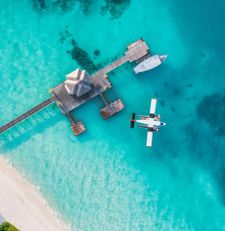 the Maldives aerial view, luxury travel holiday