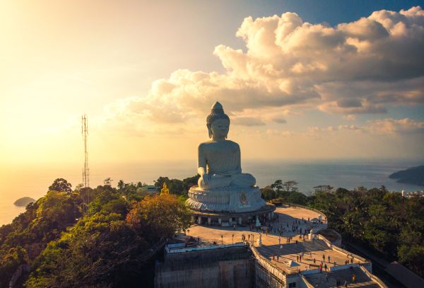 Aerial View Of the beautiful Big Buddha at Phuket Thailand