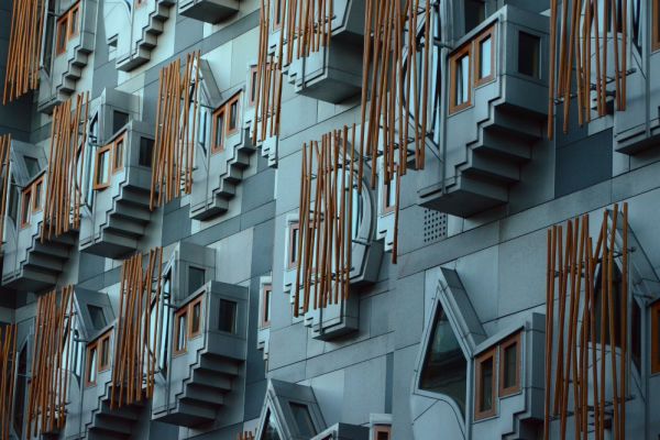 Close up of exterior Scottish parliament building