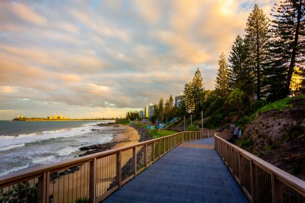 Beach broad walk at sunset