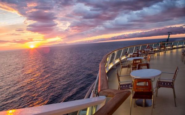 deck on cruiseship at sunset