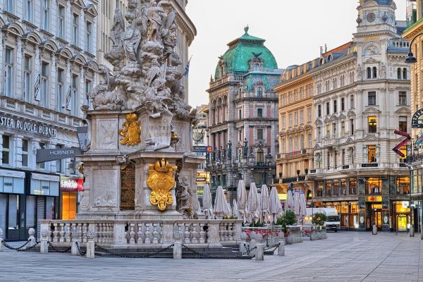 Street view of Old Austrian building architecture