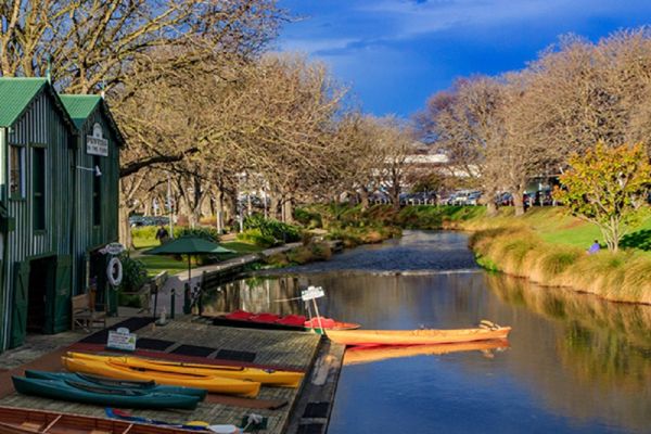 Canoe docking station on the river of Christchurch