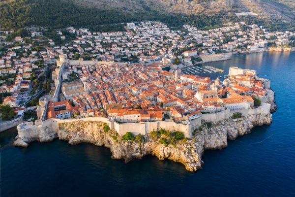 Aerial shot of Dubrovnik Old Town houses