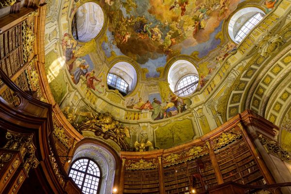 Painted illustrations on the interior roof of State Library, Vienna