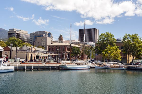 CONSTITUTION DOCK, HOBART, TASMANIA, AUSTRALIA - 2017/02/04: Yachts and the city of Hobart seen from Constitution Dock, Tasmania. (Photo by Leisa Tyler/LightRocket via Getty Images)