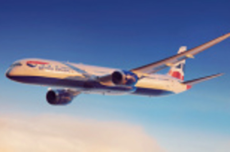 A view of a British Airways aircraft while flying during a popular international flight route.