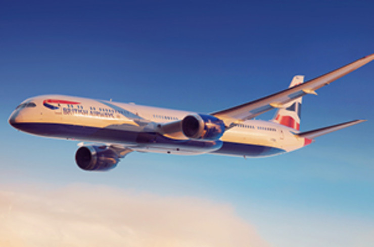 British Airways plane in the early afternoon