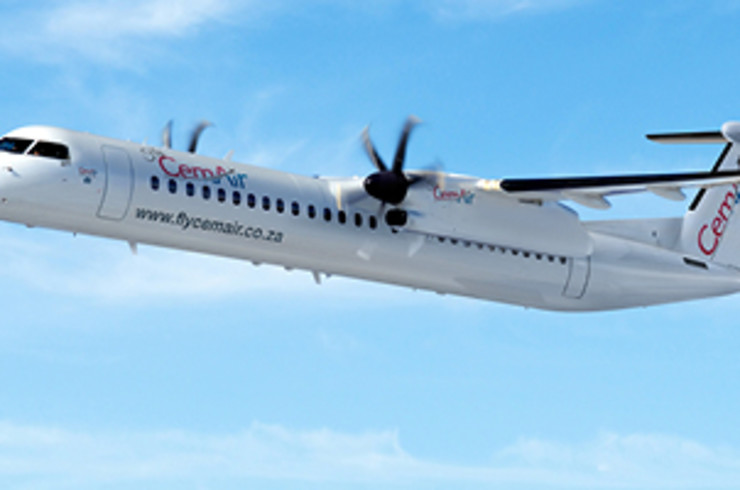 Cemair plane flying in the air