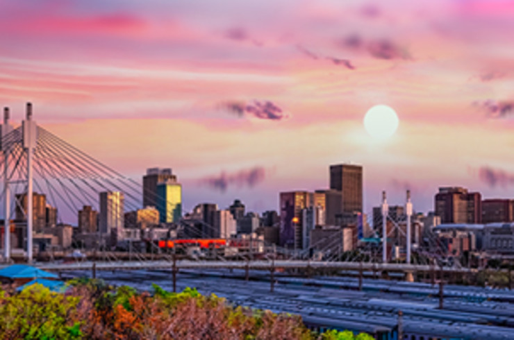 Johannesburg city at sunset