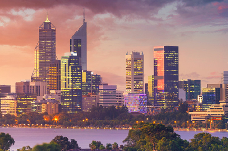 perth city at sunset