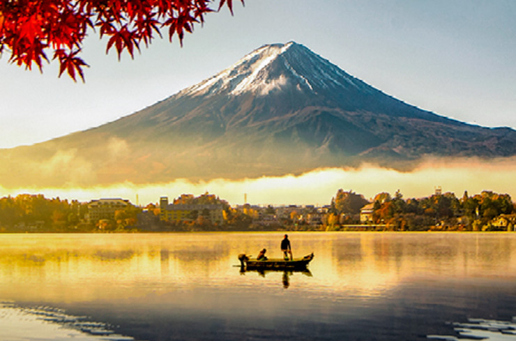 river and mount fuji in the morning in tokyo japan