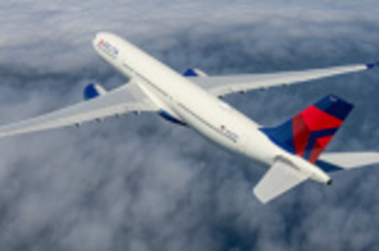Top down view of a Delta Air Lines plane