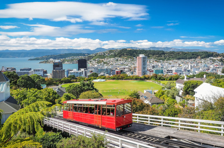 View of Wellington with Cable Car