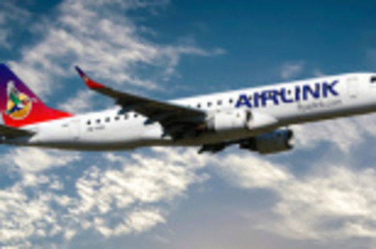 A view of an Airlink airplane in flight on a regular flight route.