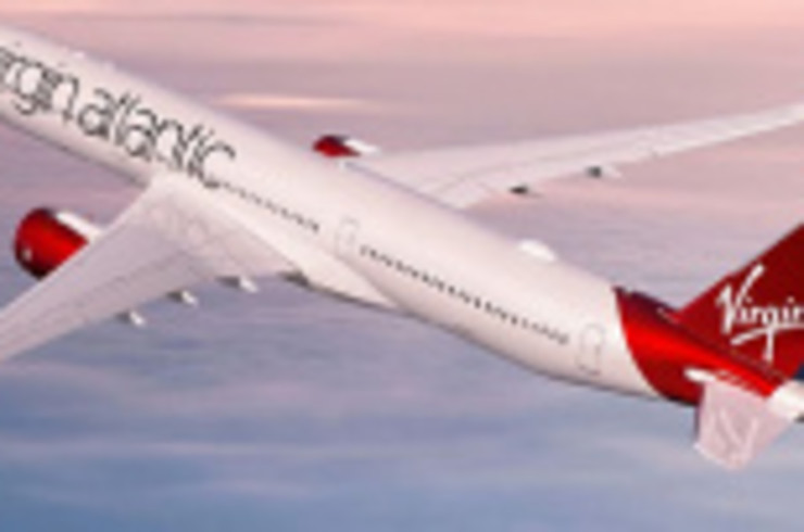 Virgin Atlantic plane flying in the sky