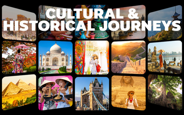 Cultural & Historical journeys - windows showing multiple popular holidays destinations