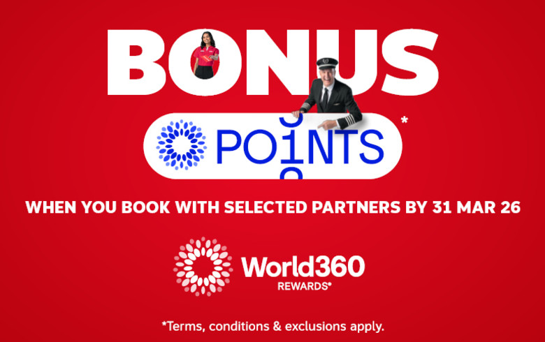Bonus points* when you book with selected partners by 31 Mar 26 | World360 rewards - *Terms, conditions & exclusions apply