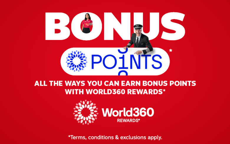 Bonus Points* - all the ways you can earn bonus points with World360 Rewards* | Terms & Conditions apply.