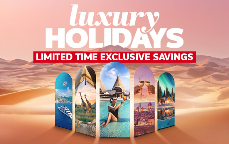 Windows in a desert showcasing luxury holiday destinations featuring limited time exclusive savings