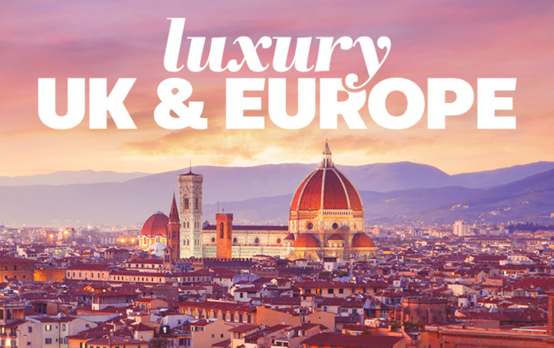 Florence skyline and Duomo cathedral glowing at sunset for luxury UK and Europe holidays