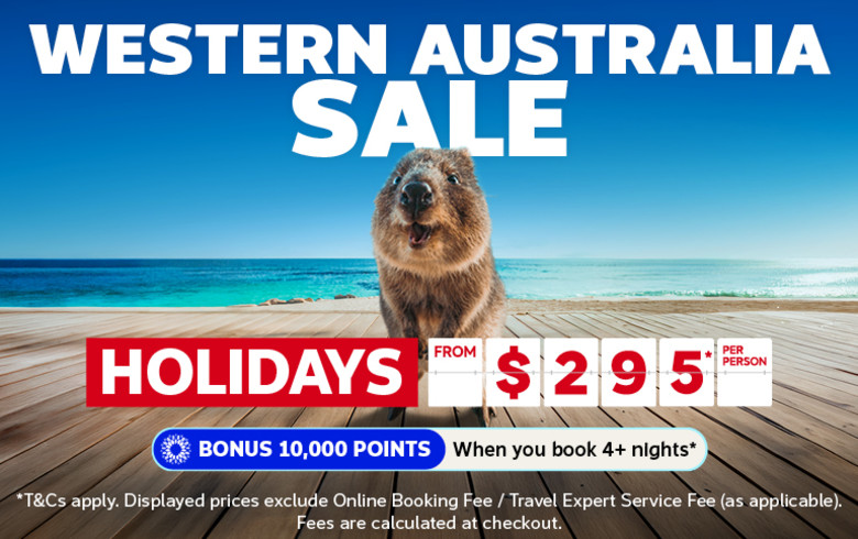 Quokka on a beach featuring a Western Australia sale