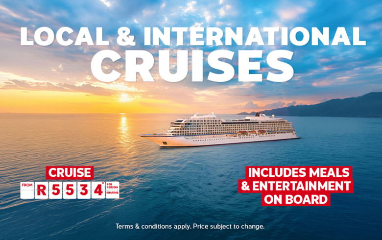 A view of of a cruise ship that's part of a cruise package.